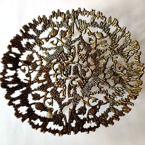 Vintage Modernist Solid Brass Footed Tray Plate Made in Israel